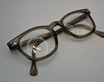 Vintage 1970s American Optical AO Flexi-Fit Safety Glasses | Rare British BS 2092 Marking | Grey Industrial Frames | Mineral Glass Bifocals