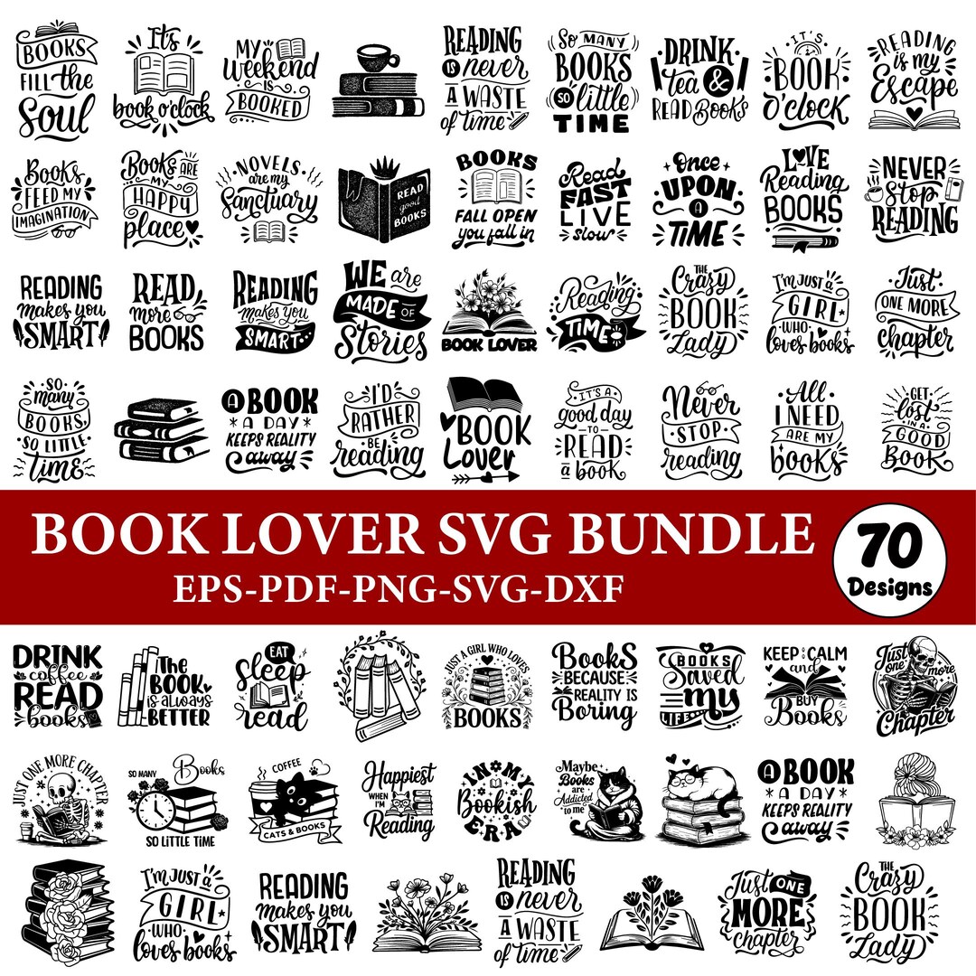 Reading Bundle, Book Quotes Svg, Book Lover Svg, Funny Bookish Svg ...