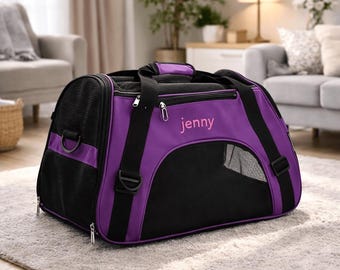 Transportín para gatos aprobado por aerolíneas, bolsa de viaje suave para mascotas con ventanas de malla