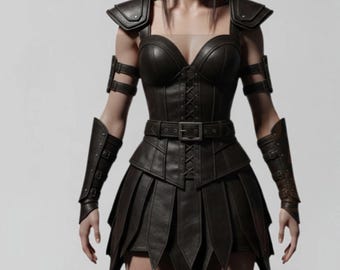 Dark Leather Medieval Outfit – Gothic Fantasy Armor Set,