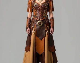 Medieval Leather Armor Dress – Handmade for Cosplay Events,