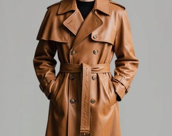 Echtleder Trenchcoat - klassischer Stil, handgefertigte Qualität,