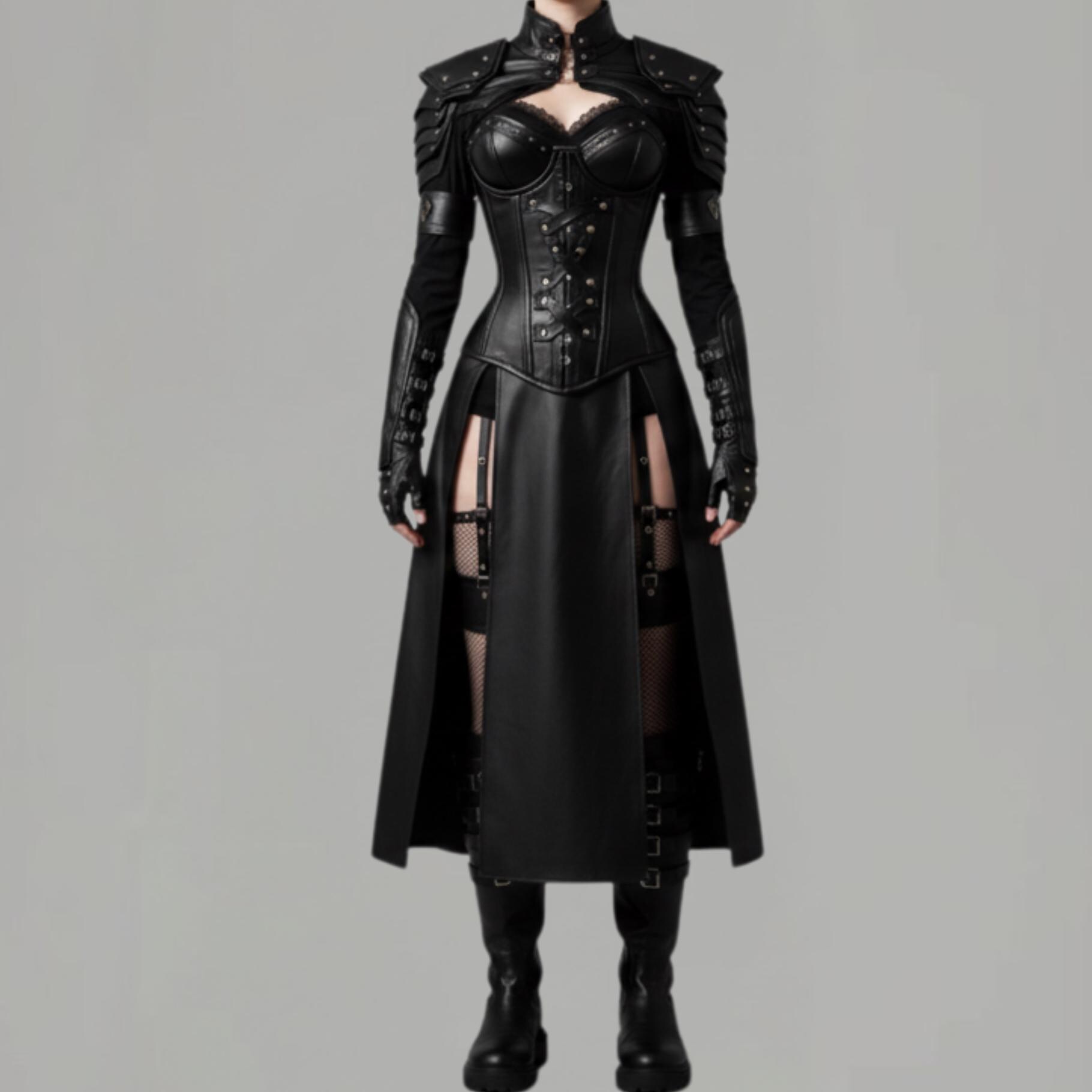 Gothic Leather Corset Skirt Handmade Corset Dress Etsy