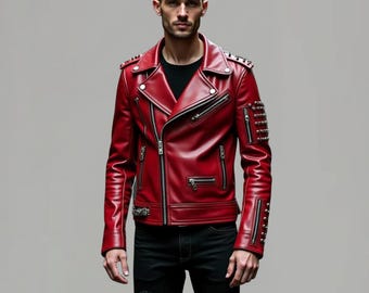 Skull Design Echtleder Jacke Punk Gothic Style,