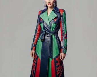 Trench Coat – Bold Geometric Streetwear Jacket,