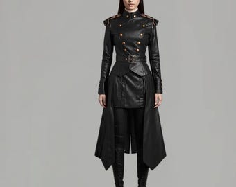 Gothic Military Leather Set | Coat + Pants + Boots,