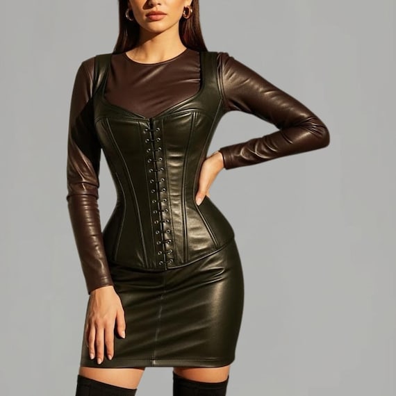 green leather corset dress North Beach Leather Bustier Dress XS main image 0