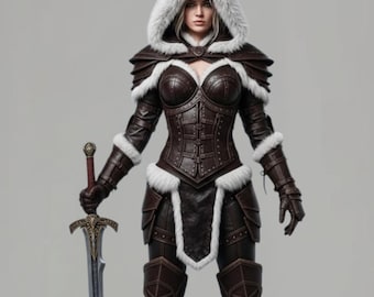 Medieval Warrior Cloak with Fur | Fantasy Armor Costume,