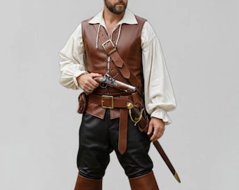 Pirate Cosplay Costume – Tricorn Hat, Sword Belt & Leather Boots