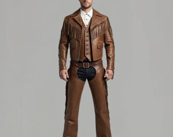 Western Cowboy Fransen Outfit - Rodeo Leather Set