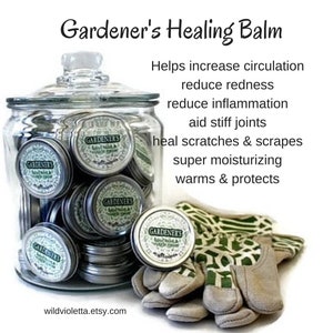Gift for Gardeners, Organic healing hand balm, Cuticle and Nail Treatment, Natural Shea Butter Salve image 2