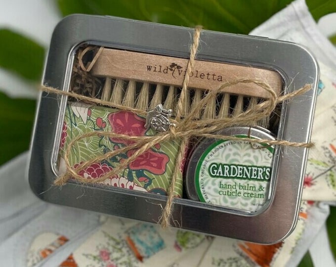 Gardener's Gift Tin / Gardening Gifts Garden Gloves Gift Set for Women
