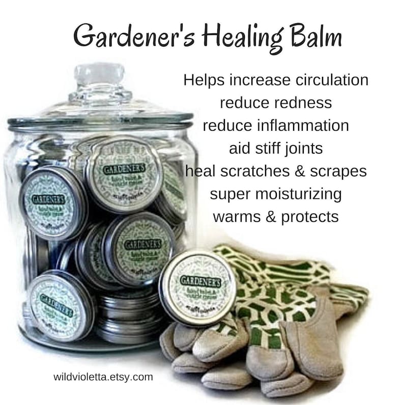 Gift for Gardeners, Organic healing hand balm, Cuticle and Nail Treatment, Natural Shea Butter Salve image 2