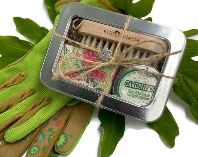Gardener's Gift Tin / Women's Garden Gloves and Gardening Gift Tin / Gift for Garden Lovers