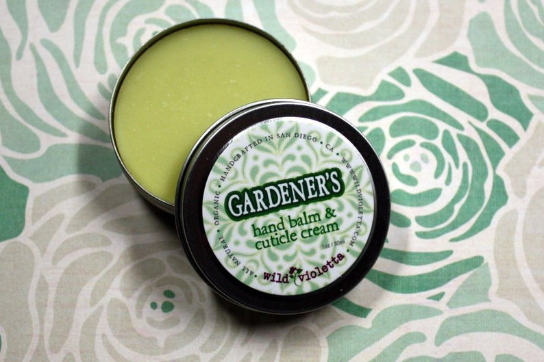 Gift for Gardeners, Organic healing hand balm, Cuticle and Nail Treatment, Natural Shea Butter Salve image 1