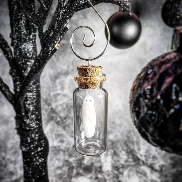 Miniature World Ornament Little Ghost in Glass Bottle RANDOM SELECTION Captured Morbid Death Murder Handmade Art Nature Diorama