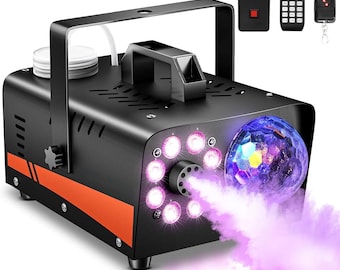 800W Fog Machine with Disco Lights and Remote, 4500 CFM Smoke Effect Machine for Halloween Parties and Events