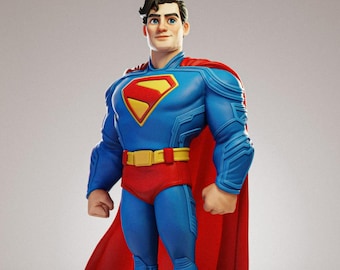 Estatua imprimible en 3D del Hombre de Acero (STL), Guerrero de la Justicia Volador y Héroe con Capa (descarga digital)