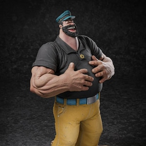 Figura de Popeye Bluto STL / Figura imprimible en 3D de dibujos animados clásicos / Modelo coleccionable de villano retro / Descarga digital