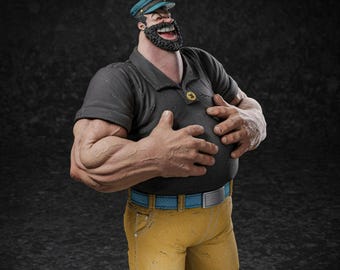 Figura de Popeye Bluto STL / Figura imprimible en 3D de dibujos animados clásicos / Modelo coleccionable de villano retro / Descarga digital