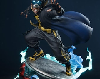 STL Sculpture complète et buste Static Shock | Lot de statues imprimables en 3D de super-héros | Modèle de collection en résine