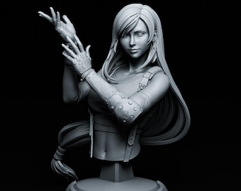 Busto de Tifa Lockhart STL / Inspirado en Final Fantasy VII / Pose de luchadora dinámica / Modelo de impresión 3D