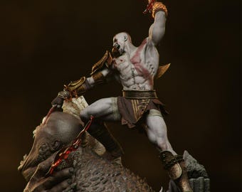 Modèle imprimé 3D de la statue de Kratos : Diorama STL God of War (téléchargement numérique)