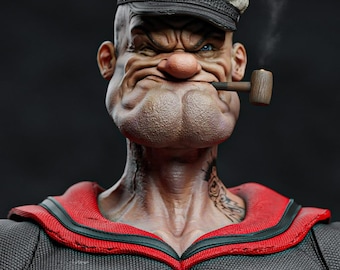 Popeye Bust STL | Classic Cartoon 3D Printable Statue | Retro Figurine Model | Digital Download