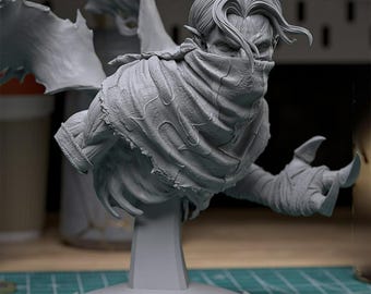 STL buste de Raziel | Statue imprimable 3D Dark Fantasy Soul Reaver | Modèle guerrier gothique en résine