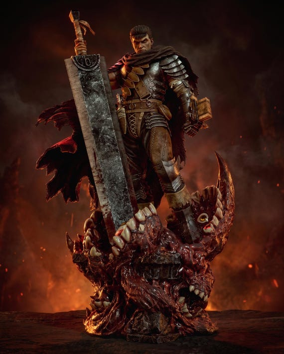 Guts Dark Swordsman STL | Berserk Inspired 3D Print Model (Digital Download)