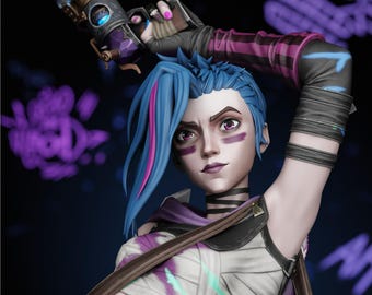 Modèle STL Jinx Bust : fichier d'impression 3D League of Legends (téléchargement numérique)