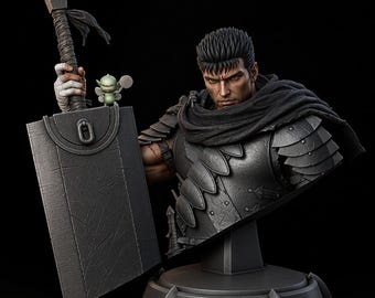 Figura de Guts Bust STL / Figura de guerrero de fantasía oscura de Berserk / Coleccionable de anime y manga / Modelo imprimible en 3D de alta calidad