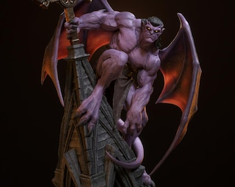 Estatua de guerrero guardián de piedra STL: modelo imprimible en 3D de gárgola de fantasía oscura (descarga digital)