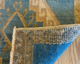 Beige Blue Runner Rug Oushak Rug Hallway Runner Oushak Rug Hand knotted Rug Boho runner 3x8,3x10, 3x12 3x15,3x10Entryway Kitchen Custom size