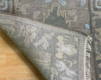 Hand-Knotted Indo Oushak Wool Rug 4x8 ft - Brown Multicolor Carpet 5x8.8x10,9x12,10x14,12x15 Any Size Made To Order Costom Size Available