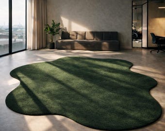 Green Abstract Area Rug | Modern Organic Statement Floor Decor