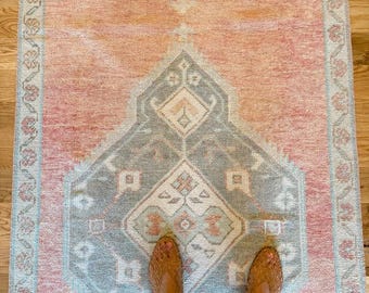 Vintage Turkish Runner Rug: Blue Anatolian Wool Kitchen Rug 3x8 3x10 3x12 3x15 Entryway Kitchen Custom size Rug