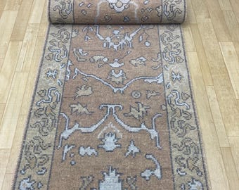 Beige Brownn Runner Rug Oushak Rug Hallway Runner Oushak Rug Hand knotted Rug Boho runner 3x8 3x10 3x12 3x15 Entryway Kitchen Custom size