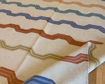 Modern Colorful Geometric Area Rug – Cream Multi-Stripe Living Room Rug 8x10