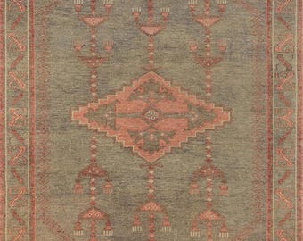 Vintage Look Hand Knotted Area Rug, Hand Knotted Oushak Rug in 8x10, 9x12, 10x14 for bedroom, Living Room, Dining Area,Large Beige Green Rug