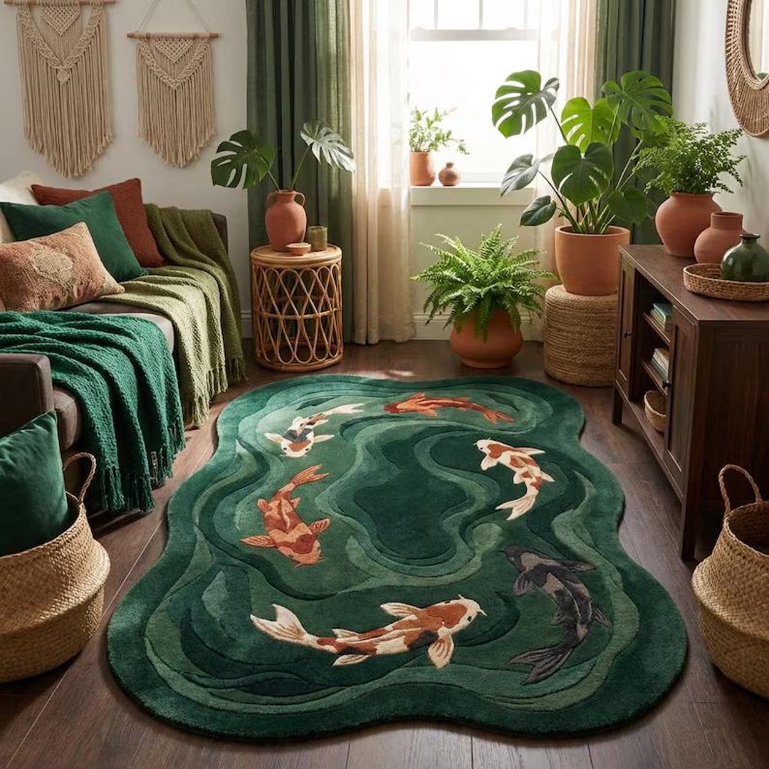 Colorful Fish Area Rug, Coastal Nautical Ocean Theme Beach House Carpet ...
