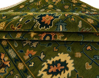 Green Indo Oushak Hand Knotted Rug 4x6, 5x8, 6x9, 8x10, 9x12, 10x14,12x15 ft Handmade Rugs for Living Room - Farmhouse Entryway Costom Size