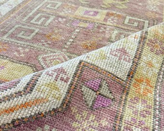 Vintage Turkish Oushak Rug 5x8, Hand Knotted Wool Area Rug, Pink Beige Antique Distressed Rug, Boho Oriental Decor Rug for Living Room Home!