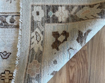 Handwoven Wool Oushak Rug, Gray Blue Brown, Muted Fine Wool Carpet 8x10 9x12 Rug for bedroom, Living Room, Dining Room Large Area Rug ASP-43