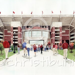 Walking Among Champions - University of Alabama Bryant Denny Gameday - Watercolor PRINT