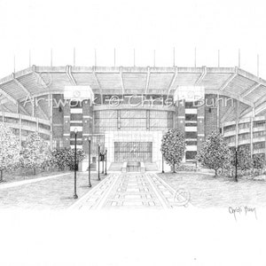 Updated *with newest architecture* University of Alabama Bryant Denny Stadium PRINT for Graduation Birthday Christmas Football