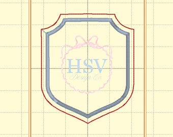 Motif de broderie écusson ITH en satin avec contour au point haricot | 2 tailles