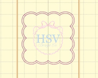 Motif de broderie pendentif double festonné haricot ITH | 3 tailles