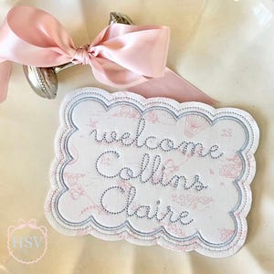 ITH dubbele sint-jakobsschelp babynaambordje borduurwerk ontwerpen | 2 maten