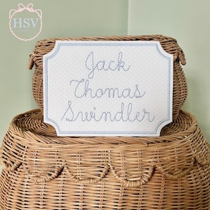 ITH Rectangle Baby Name Plate Embroidery Design | Satin Stitch Rectangle Name Plate | 5x7 or 6x10 Hoop